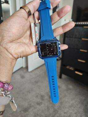 Blue Silicone Digital-Analog Fashion Watch